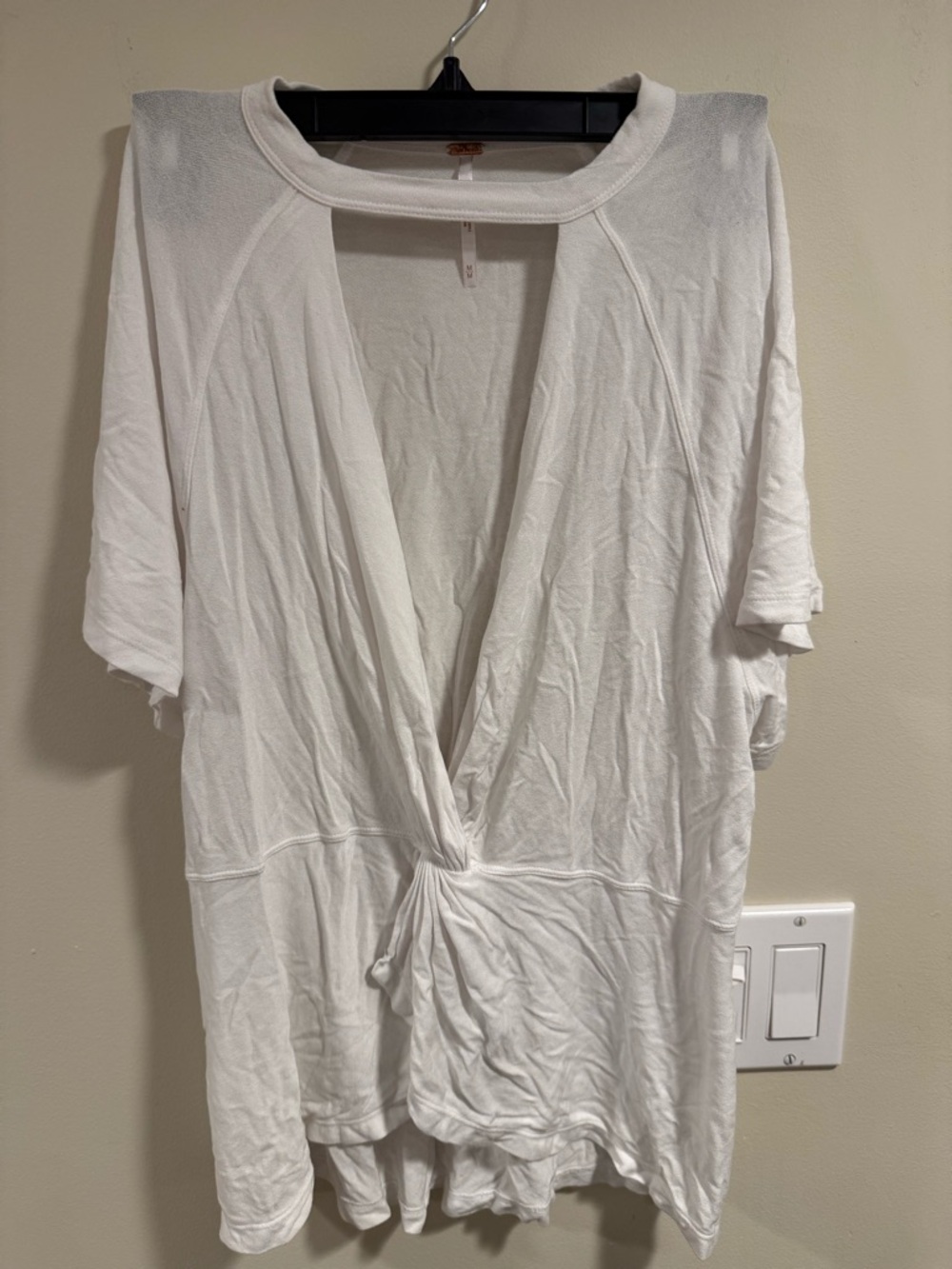 Free People Knot Front Short Sleeve Top SZ M